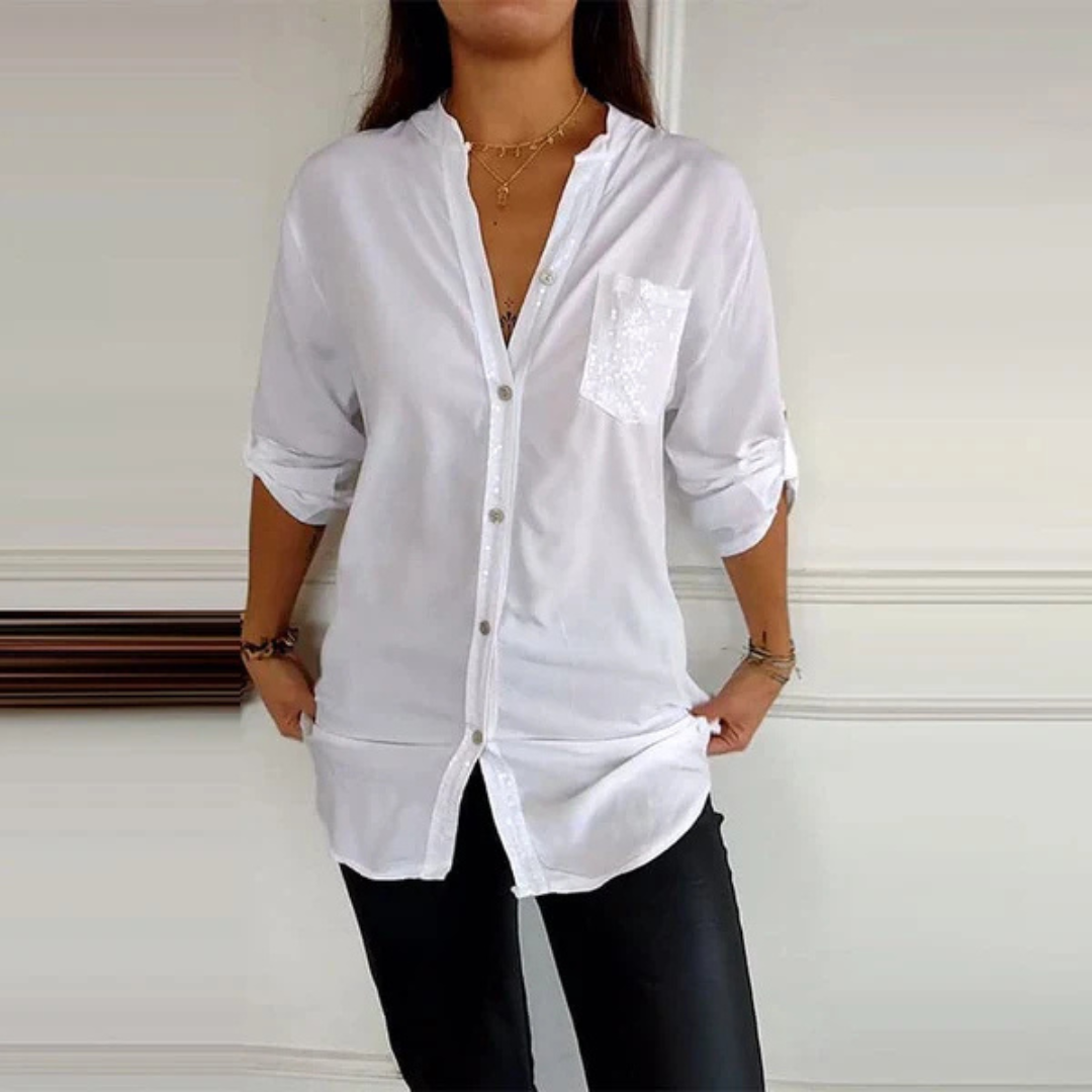 Chic Glow Pocket Blouse