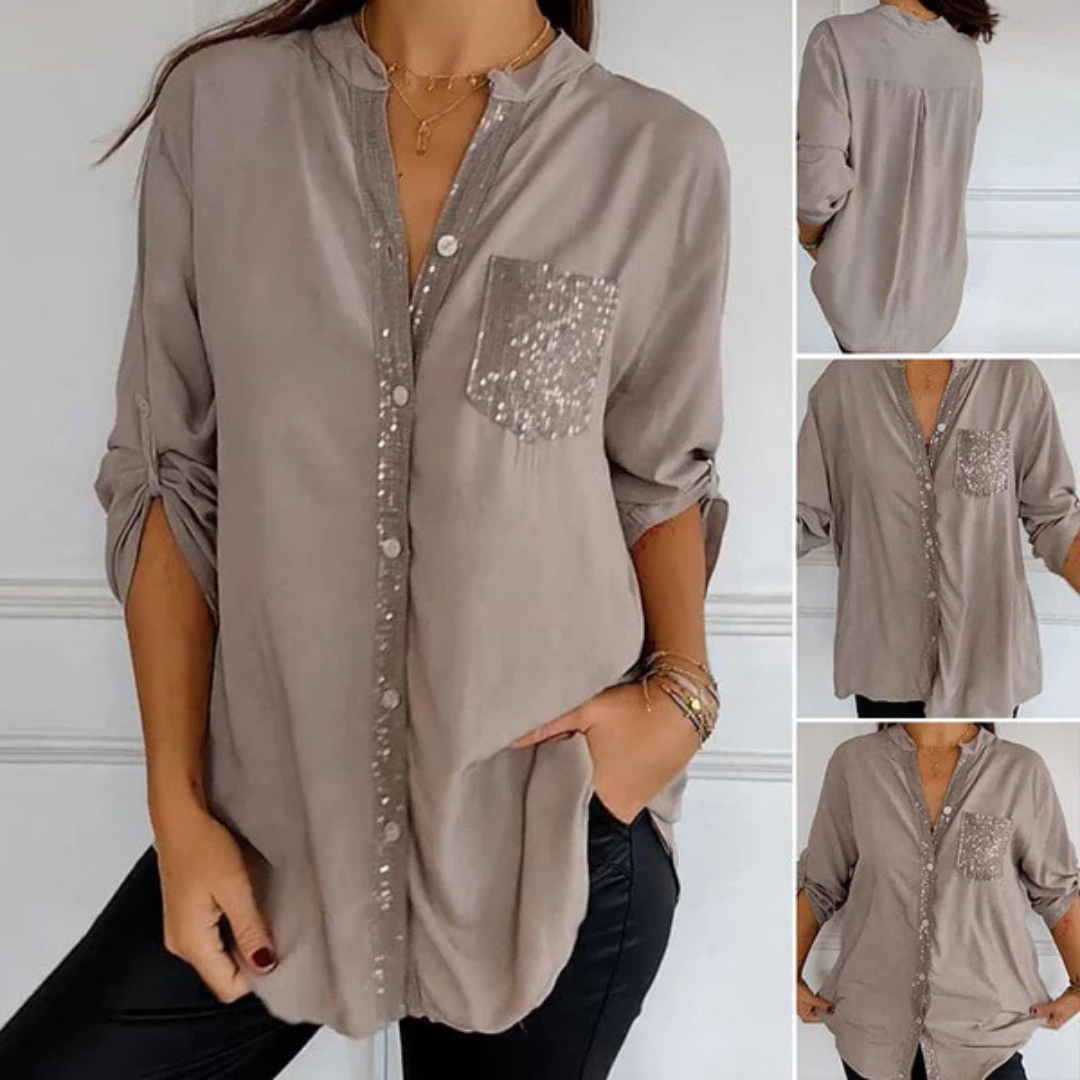 Chic Glow Pocket Blouse