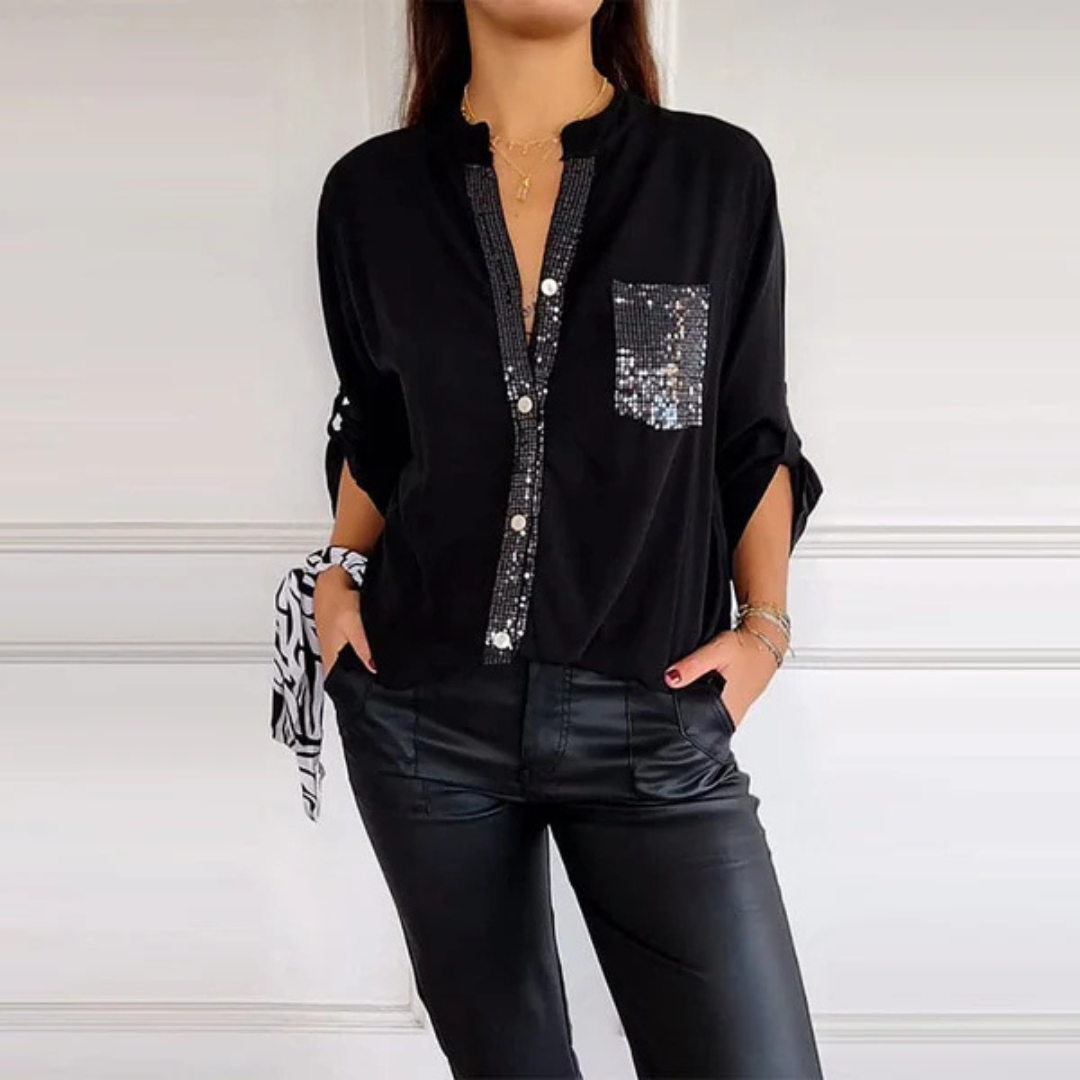 Chic Glow Pocket Blouse