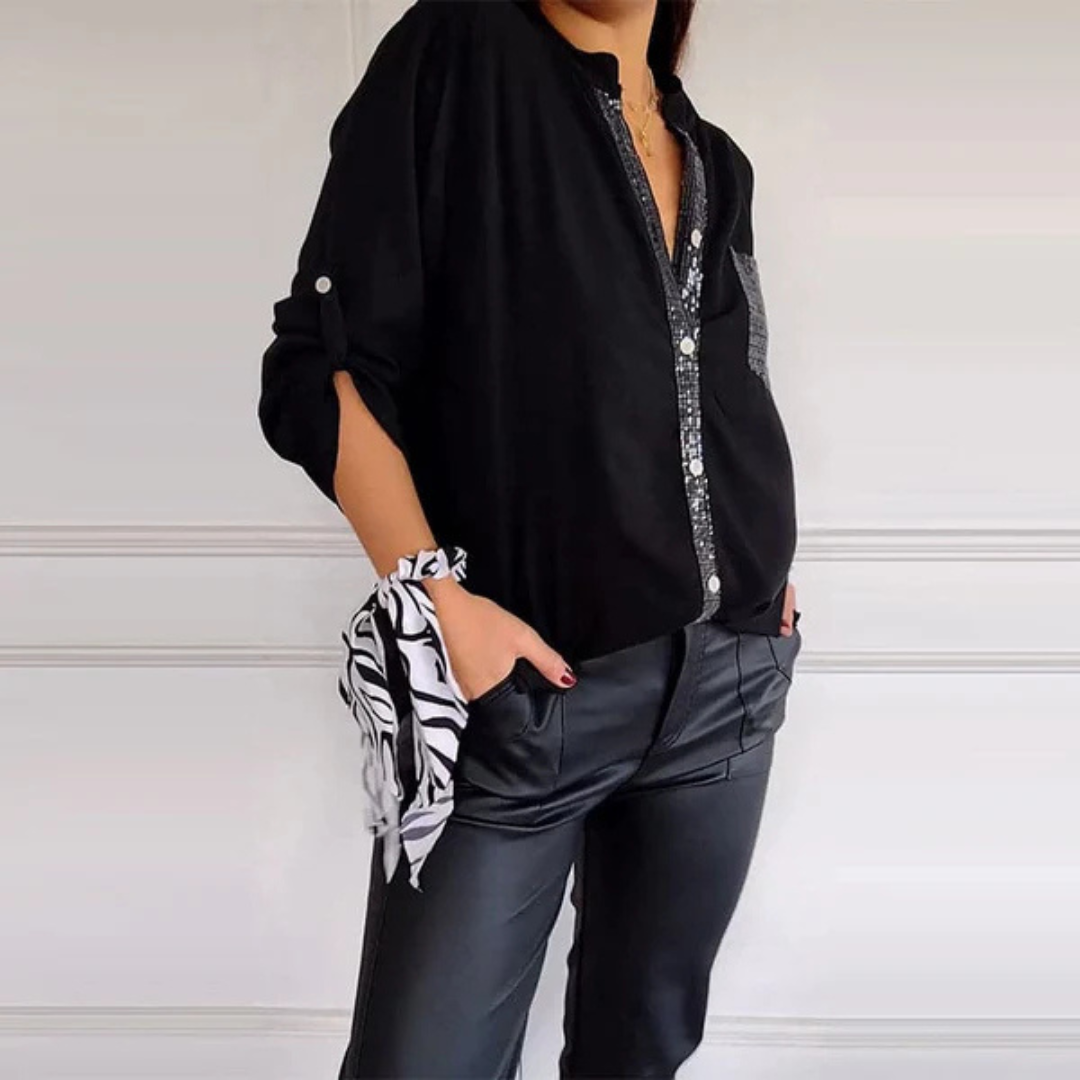 Chic Glow Pocket Blouse