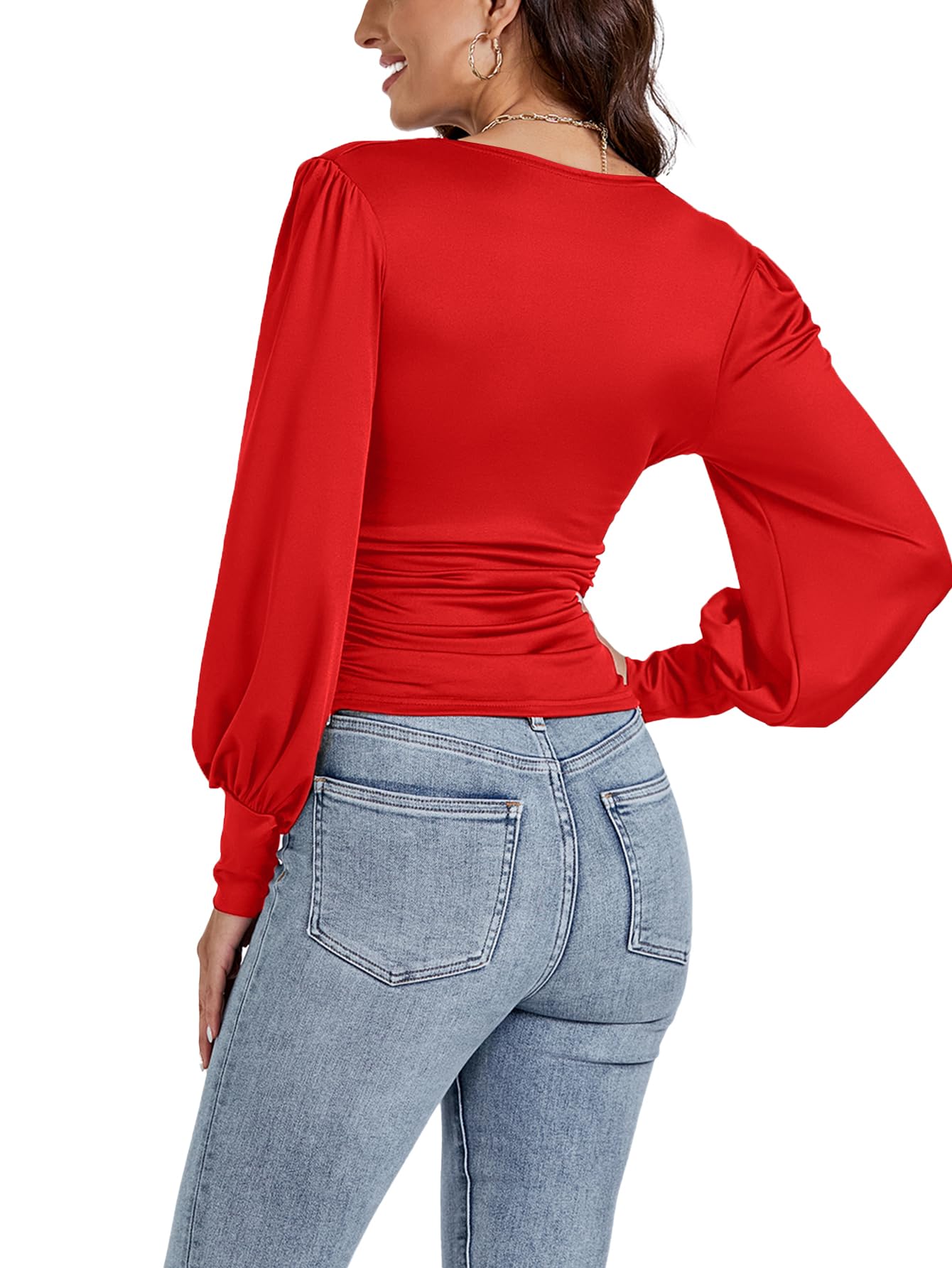 Women's Slim Fit Elegant V Neck Tops