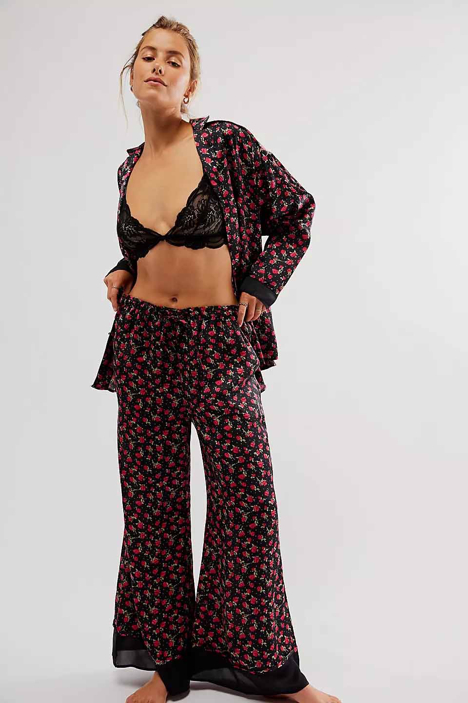 Rose Print Pajama Set