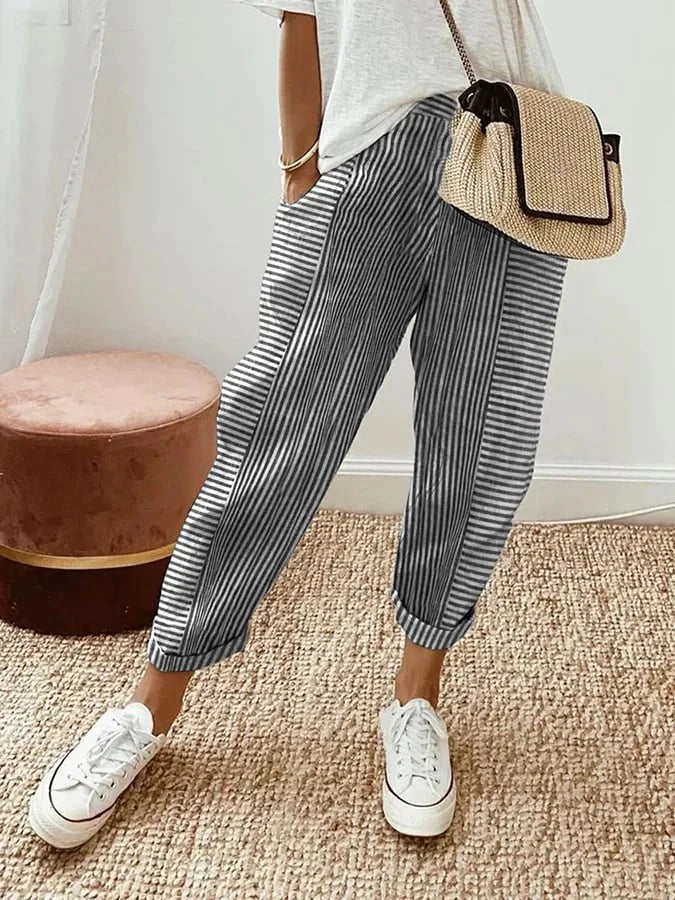 Casual Chic Striped Trousers