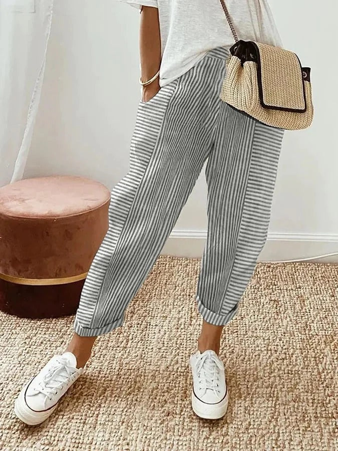 Casual Chic Striped Trousers