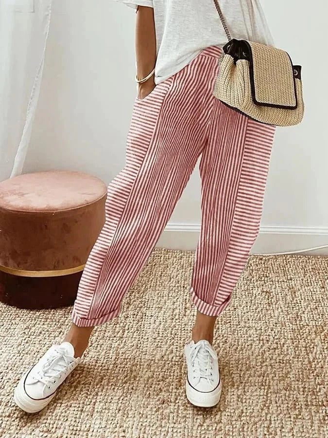 Casual Chic Striped Trousers